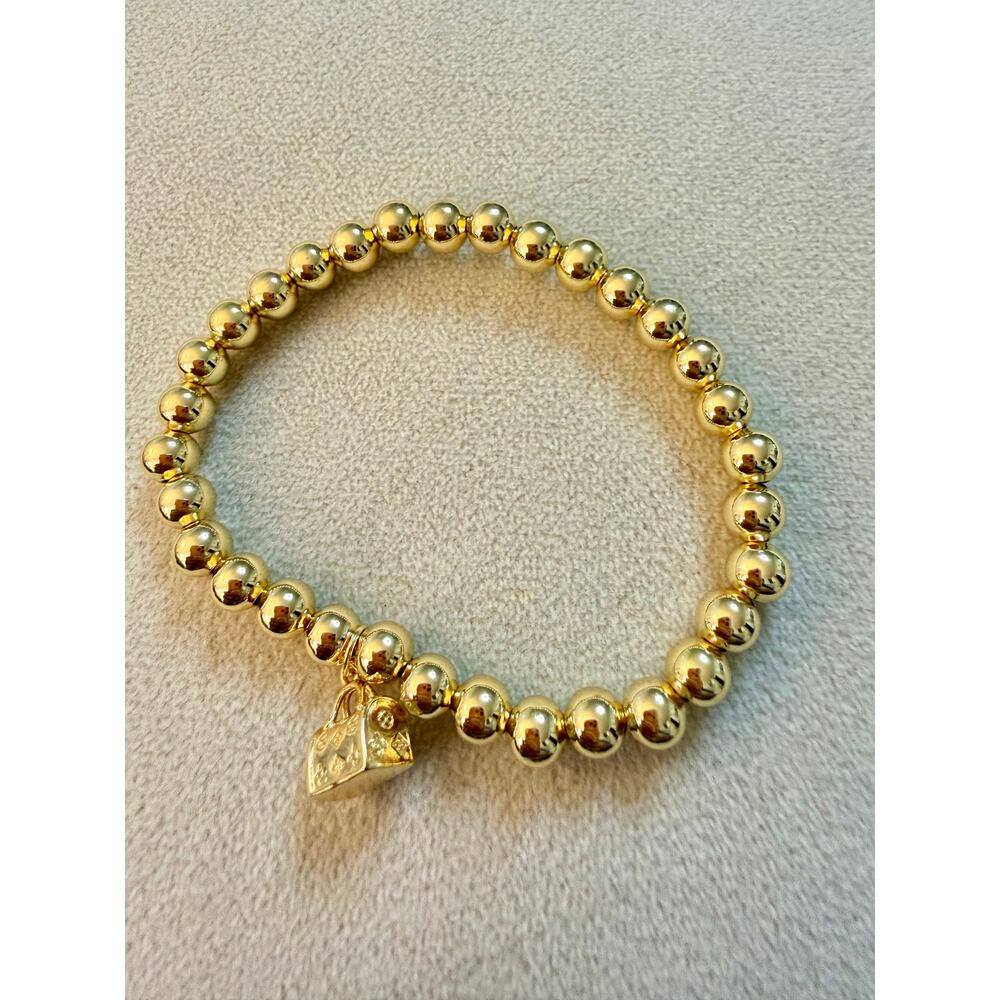 6MM Bead Bracelet Elastic Gold Plated Fashion Jewelry